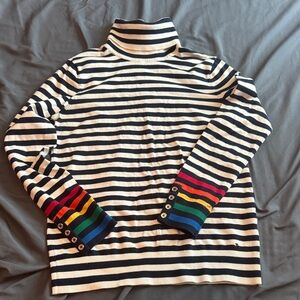 Tommy Hilfiger Navy and White Striped Turtleneck Sweater